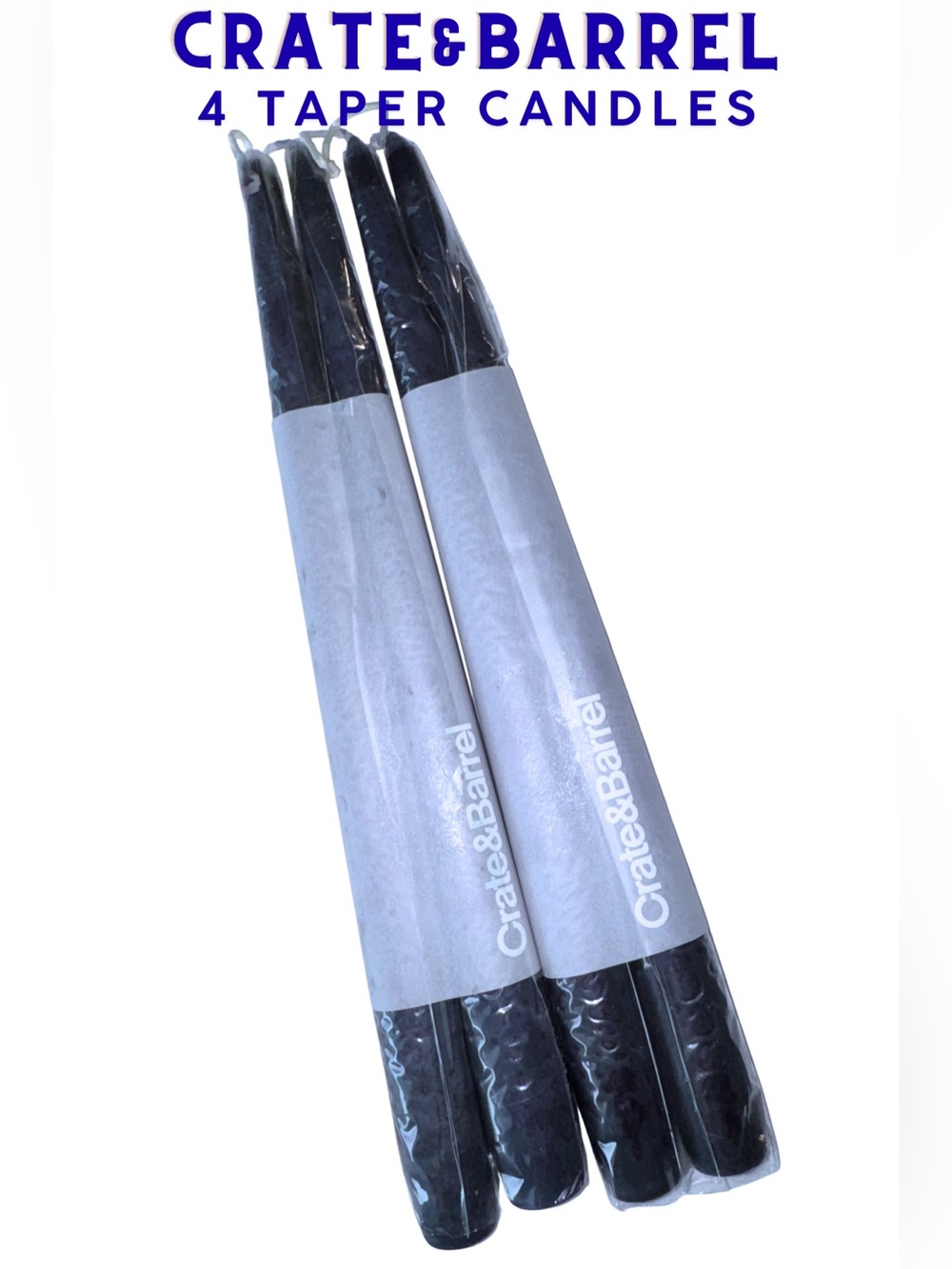 Crate & Barrel Deep Navy Blue 12” Dipped Taper Candles 2 Sets of 4 NWT